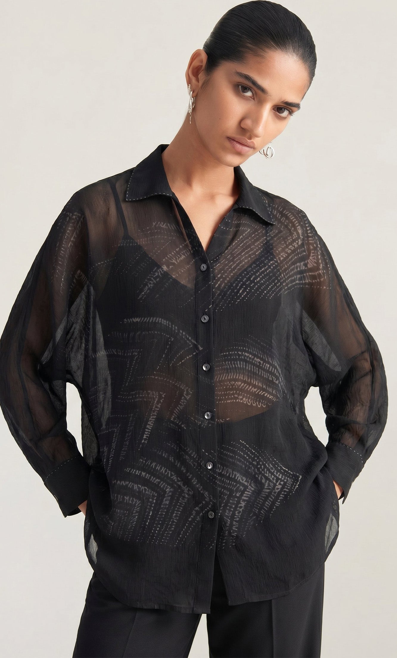 BLACK SHIBORI TOP+SLIP
