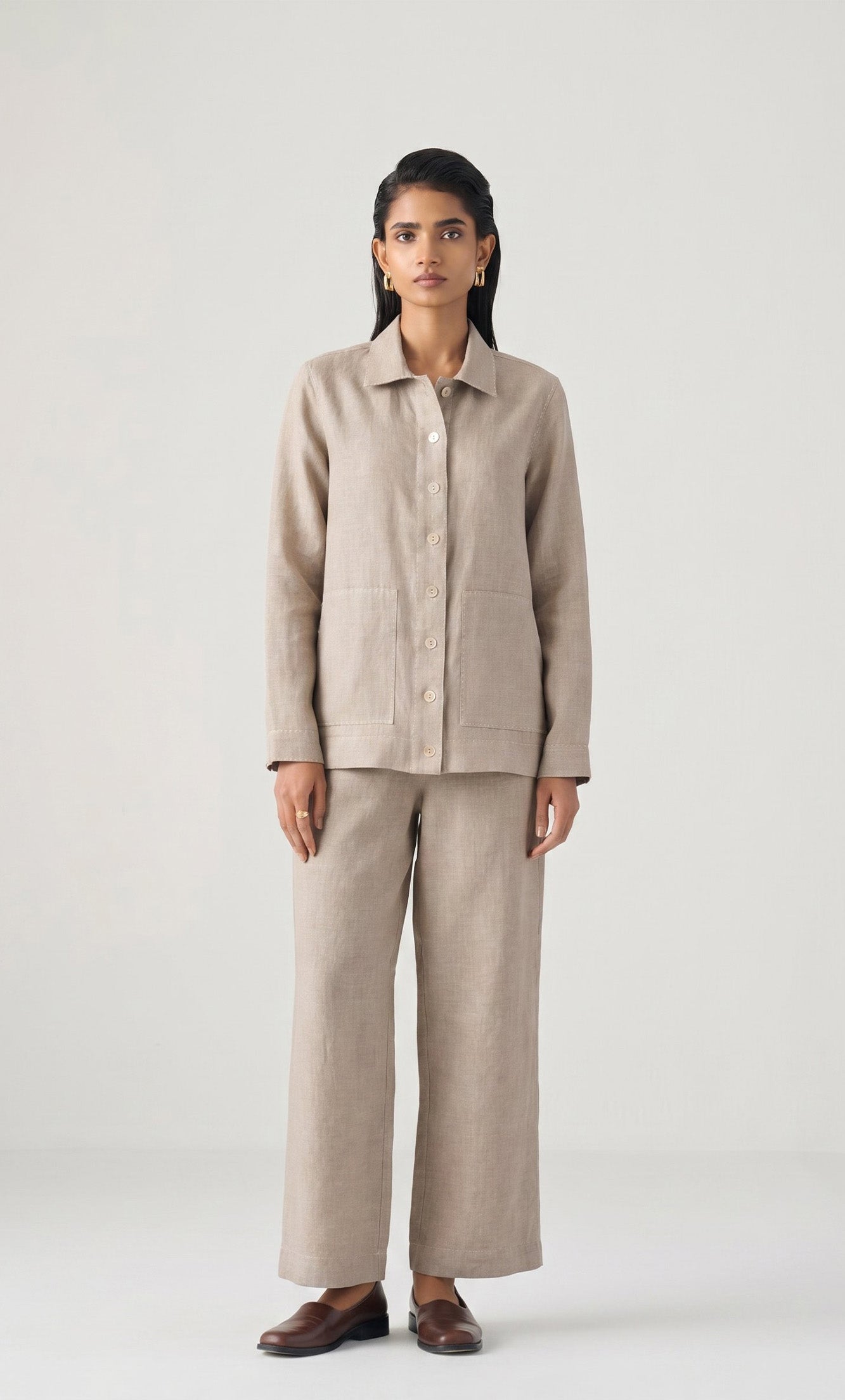 NATURAL HAND EMBROIDERY JACKET SET