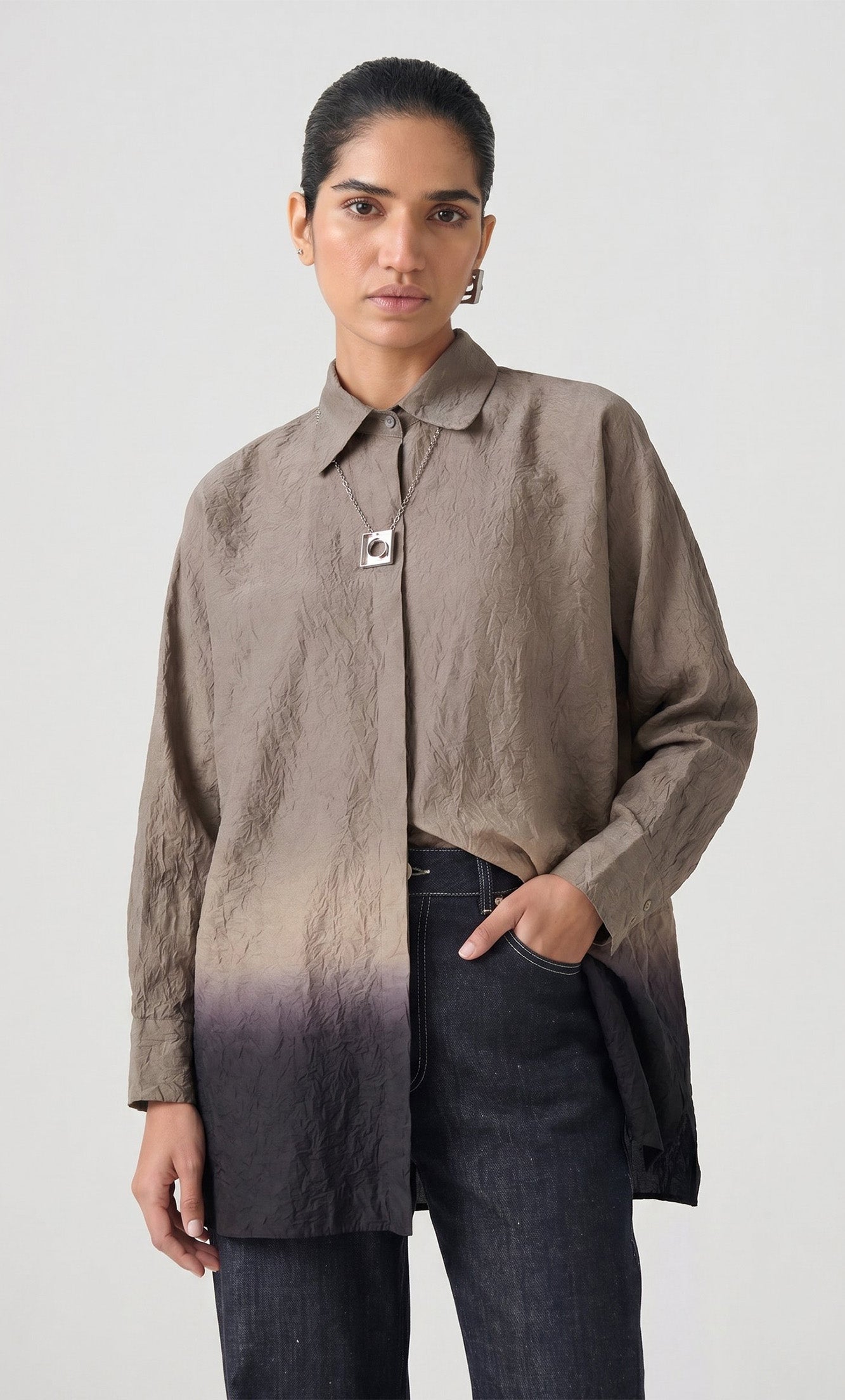 BEIGE/EGGPLANT OMBREY TOP