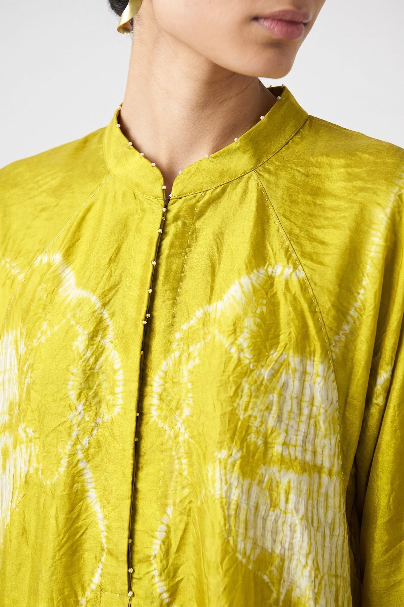 NASHPATI GREEN FLORAL SHIBORI TUNIC