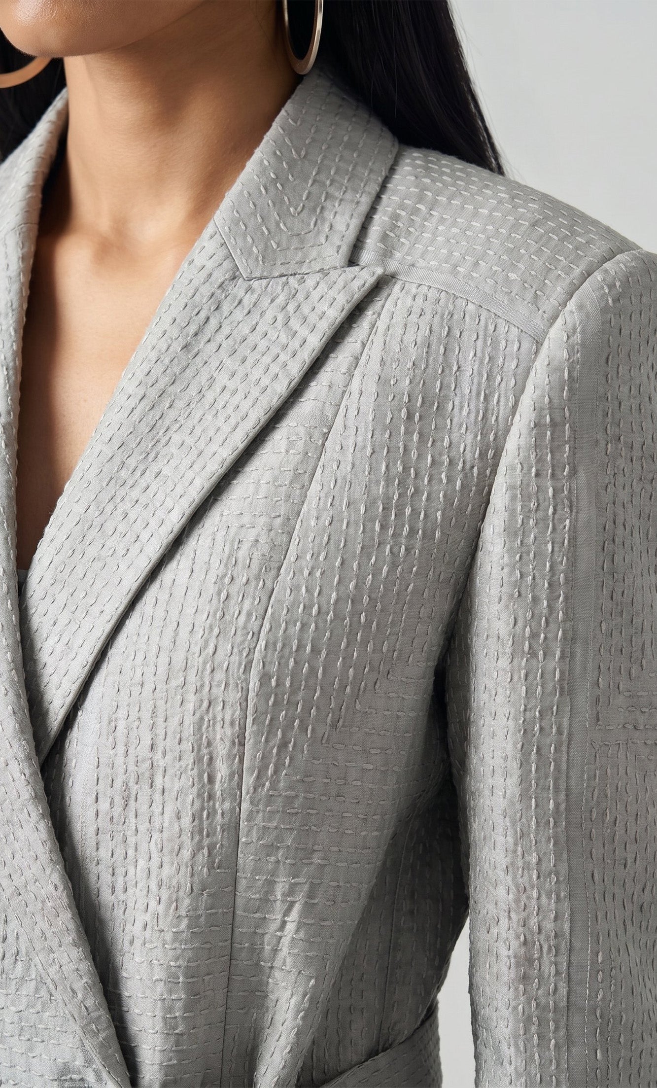 DAWN BLUE APPLIQUE PATCH JACKET SET