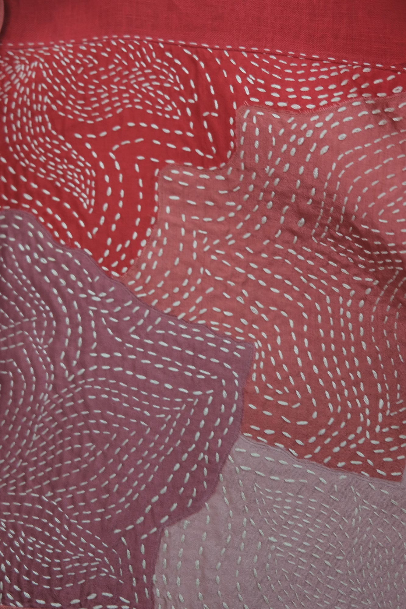 TOMATO RED APPLIQUE KANTHA TOP