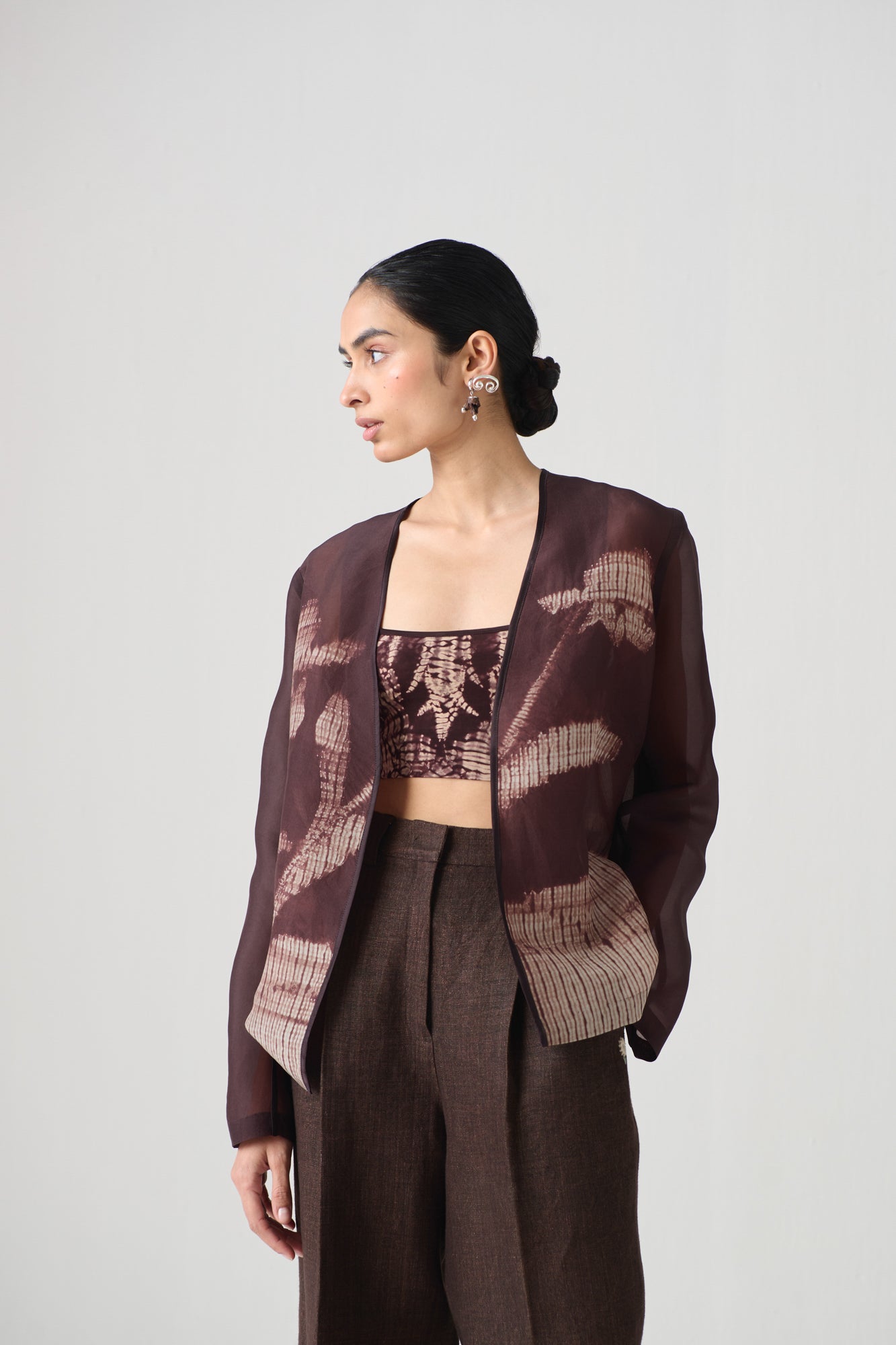 CHOCOLATE BROWN SHIBORI OVER SHIRT