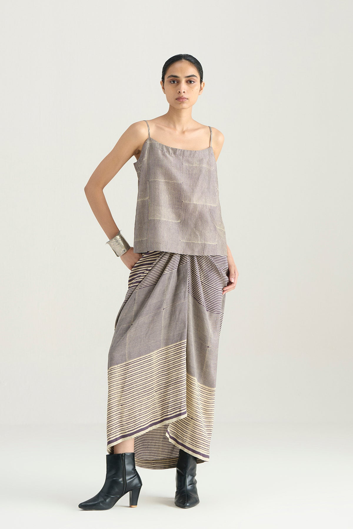 LINTO ORGANZA TOP PRINTED SLIP