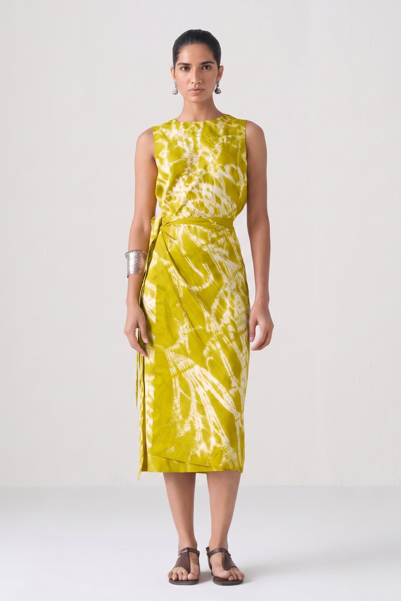 NASHPATI GREEN SHIBORI DRESS