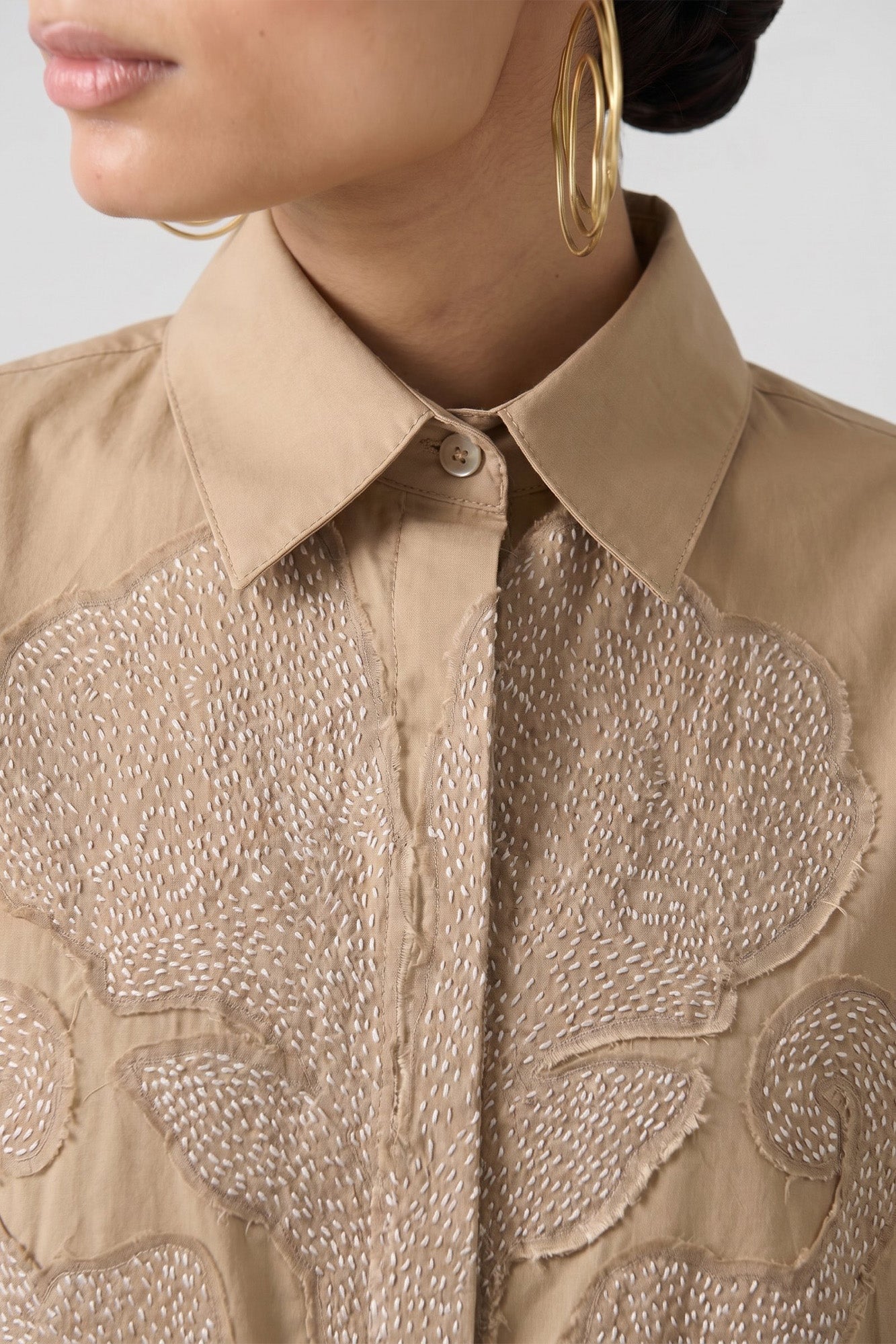 AJWAIN TONAL PATCH KANTHA DRESS