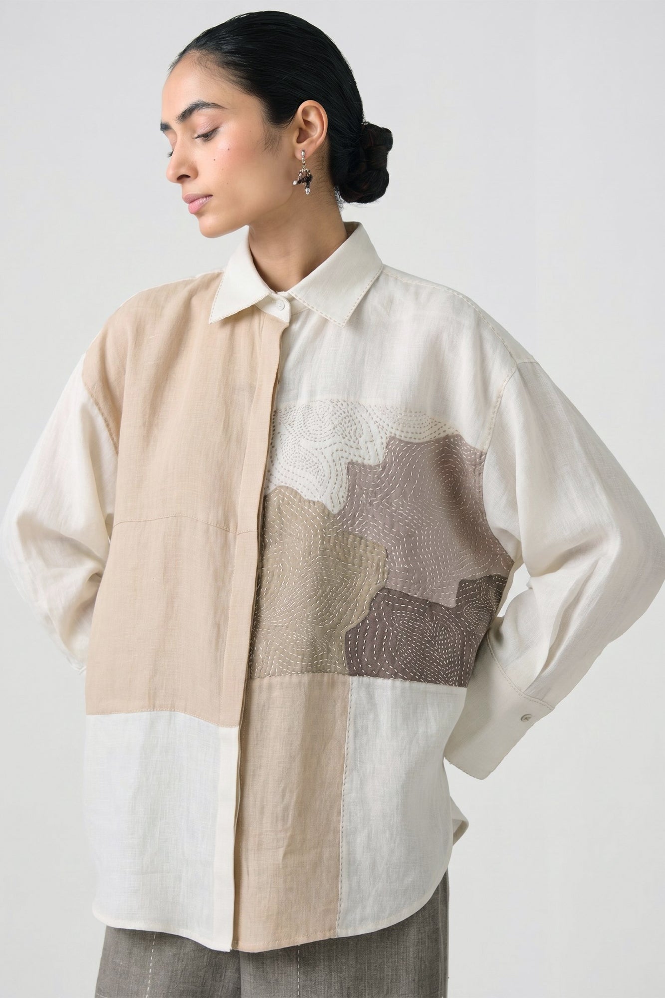 IVORY APPLIQUE KANTHA TOP
