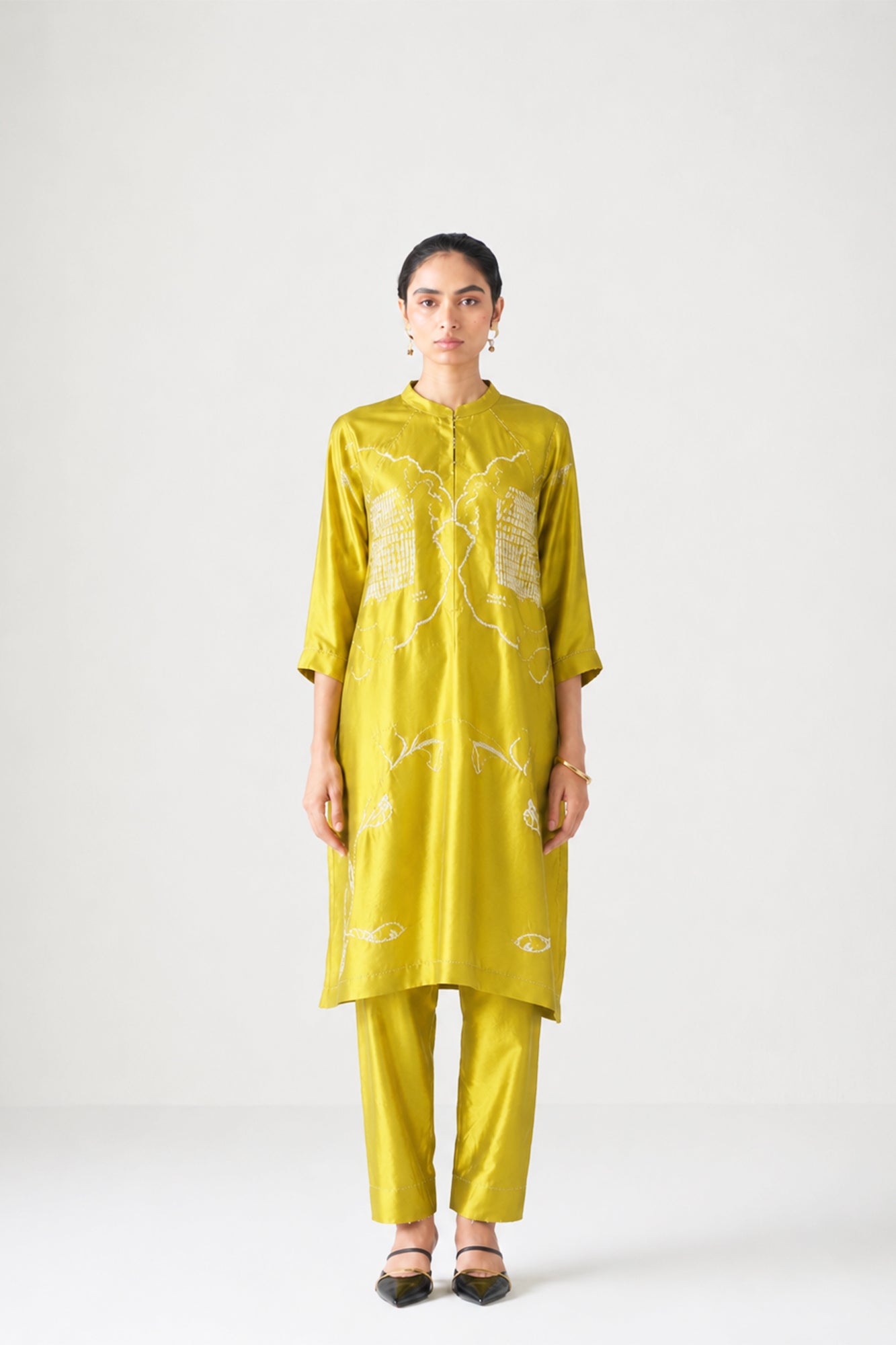 NASHPATI GREEN FLORAL SHIBORI TUNIC