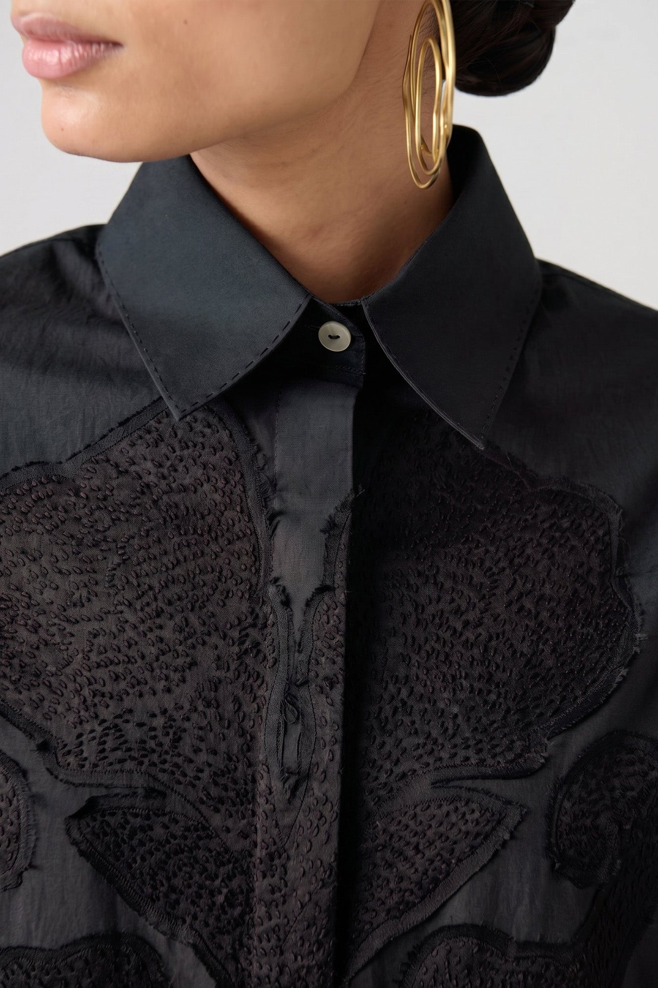 BLACK TONAL PATCH KANTHA DRESS