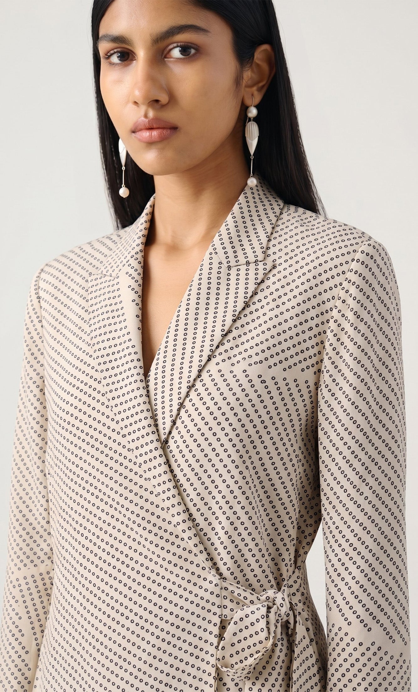 BADAMI BROKEN BANDHANI PRINT JACKET DRESS