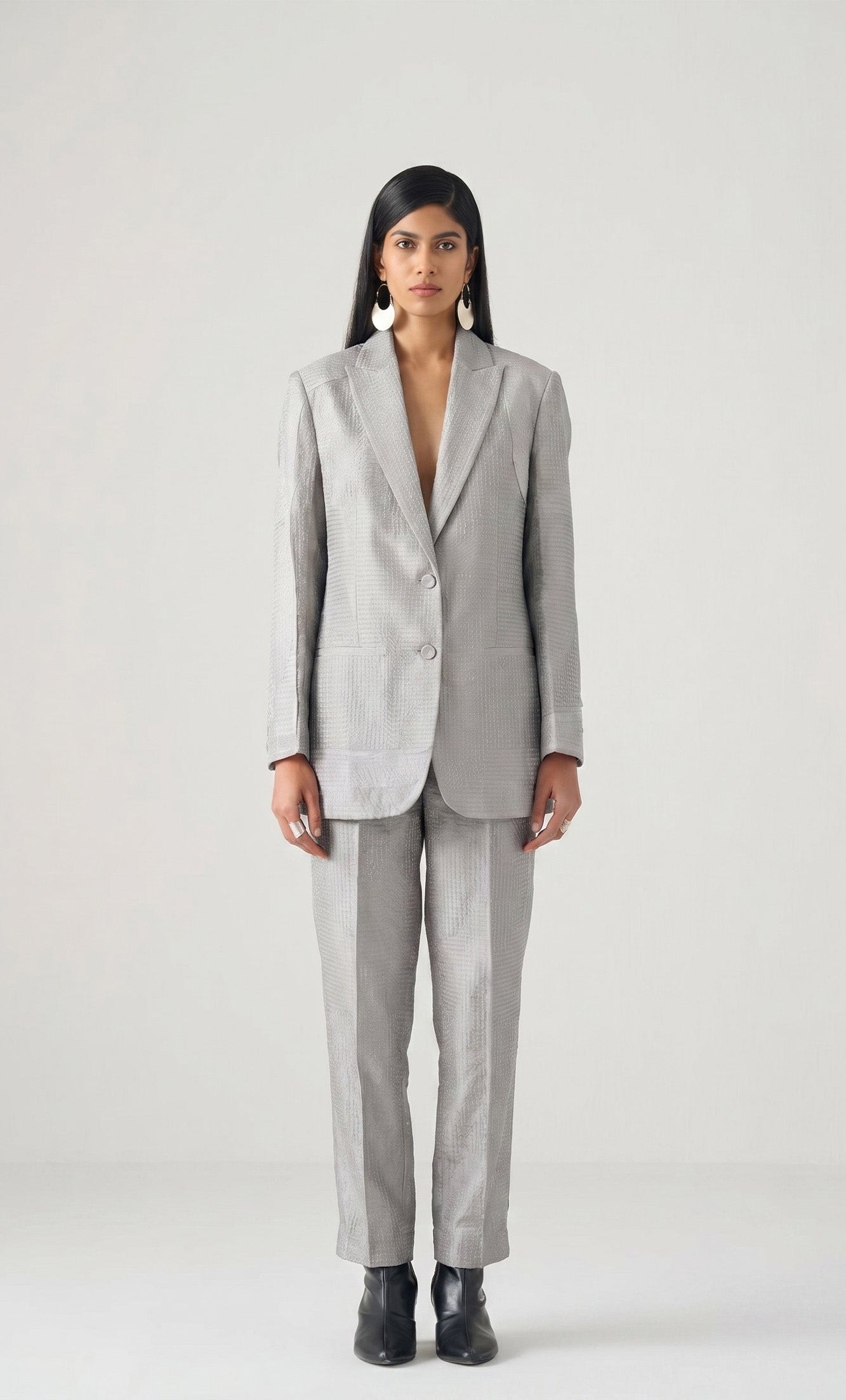 DAWN BLUE APPLIQUE PATCH JACKET SET