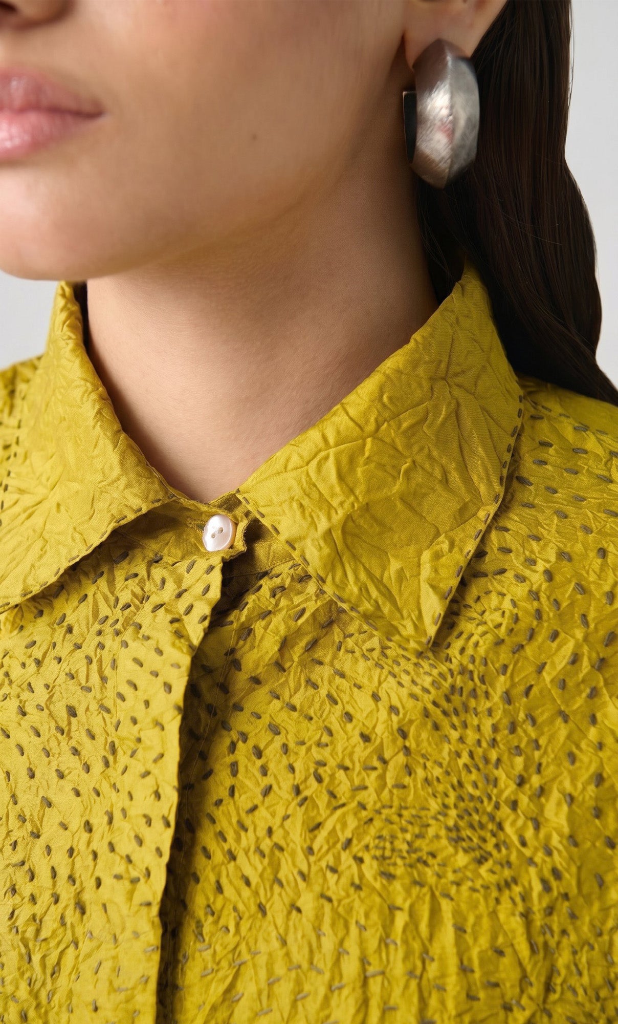 NASHPATI GREEN FLORAL KANTHA TOP