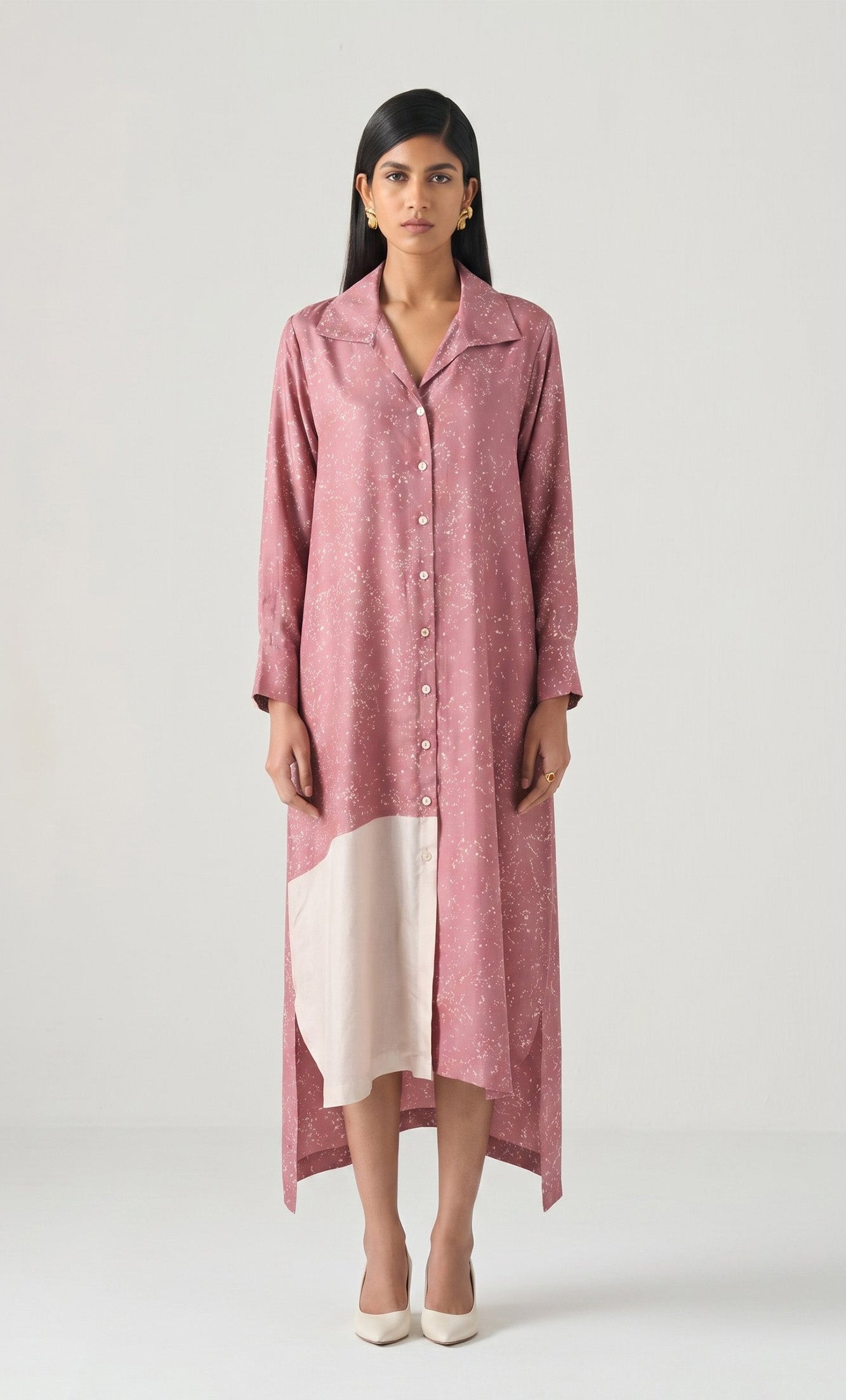 ROSE PINK BROKEN BANDHANI PRINT TUNIC