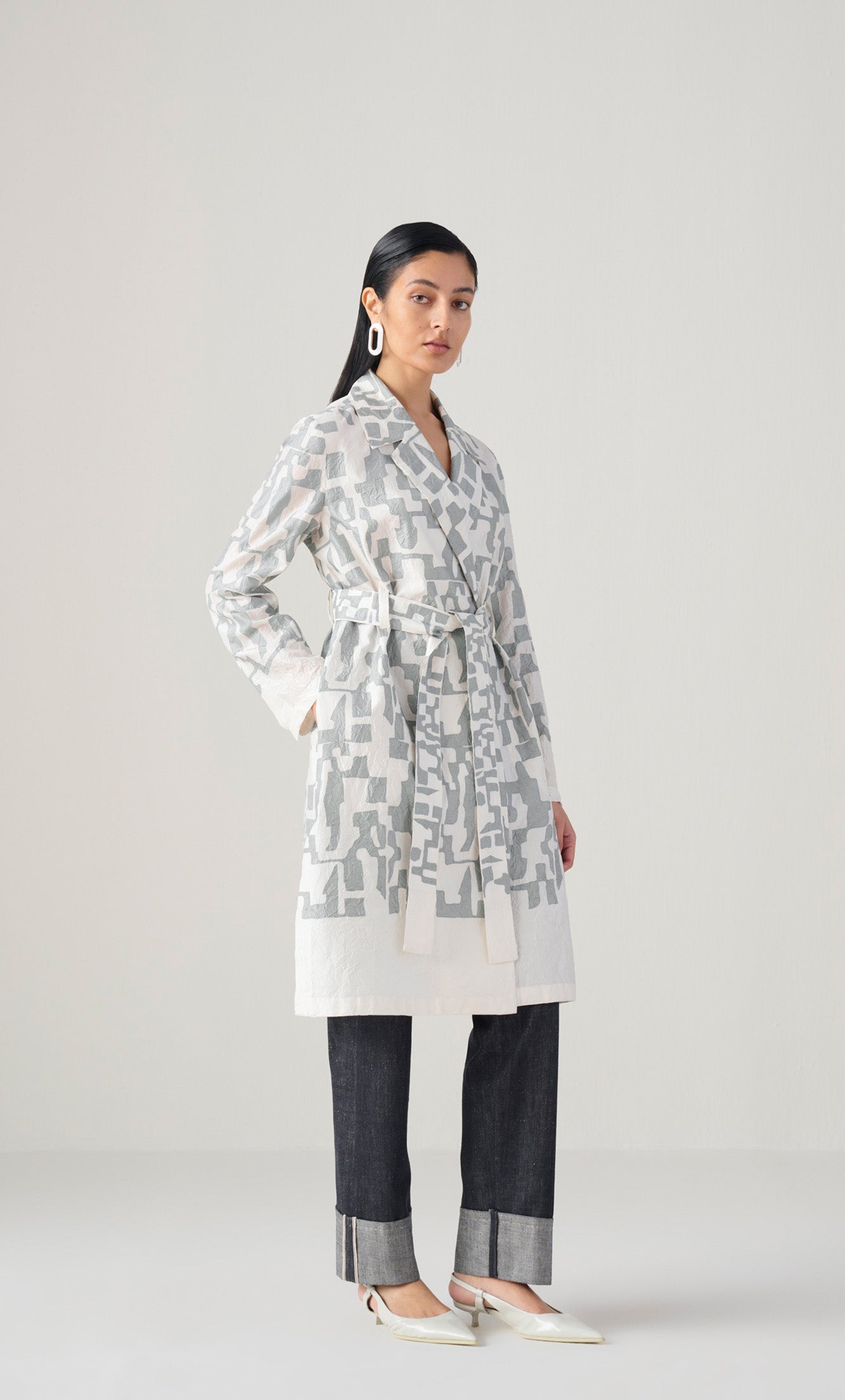 BADAMI/DAWN BLUE APPLIQUE WORK JACKET