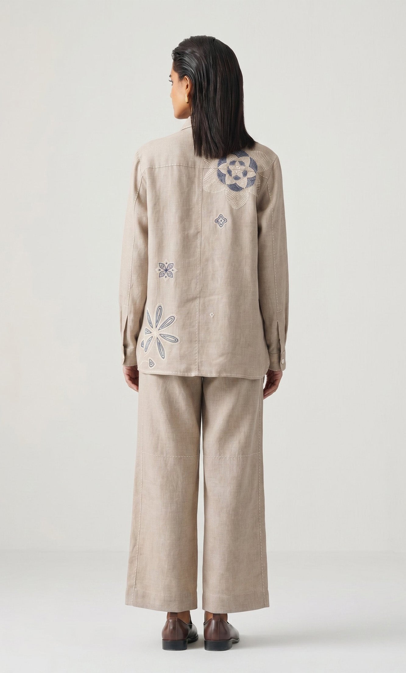 NATURAL HAND EMBROIDERY JACKET SET