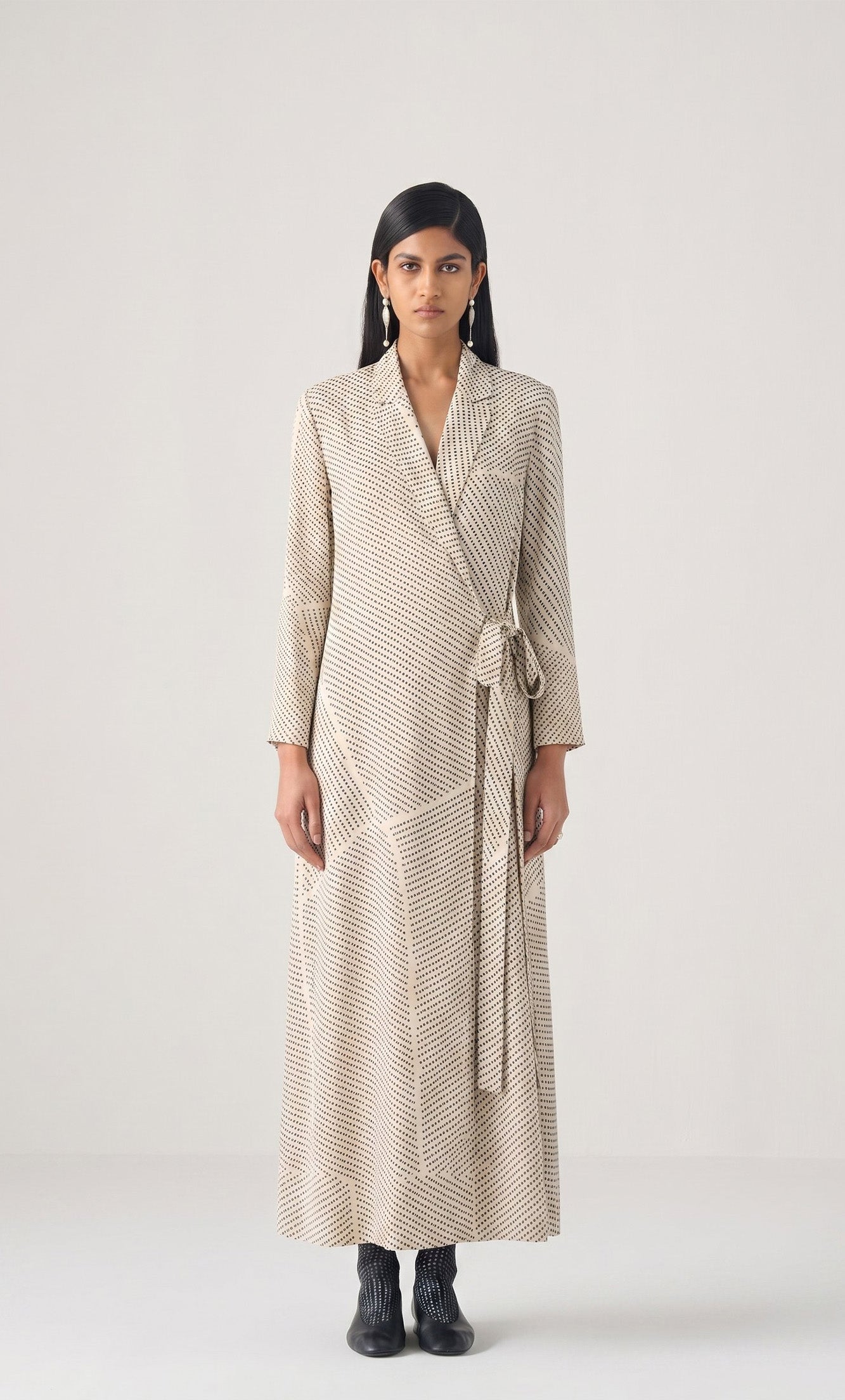 BADAMI BROKEN BANDHANI PRINT JACKET DRESS
