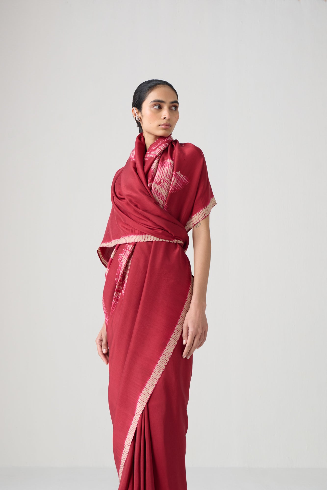 CRIMSON SHIBORI SAREE