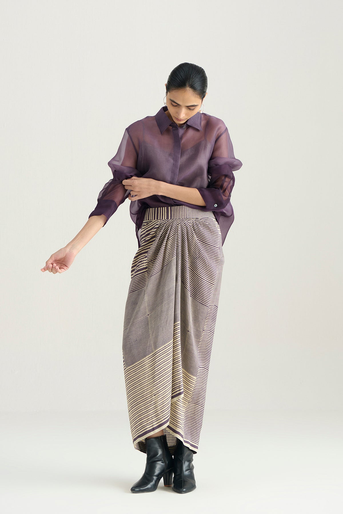 LINTO ORGANZA TOP PRINTED SLIP