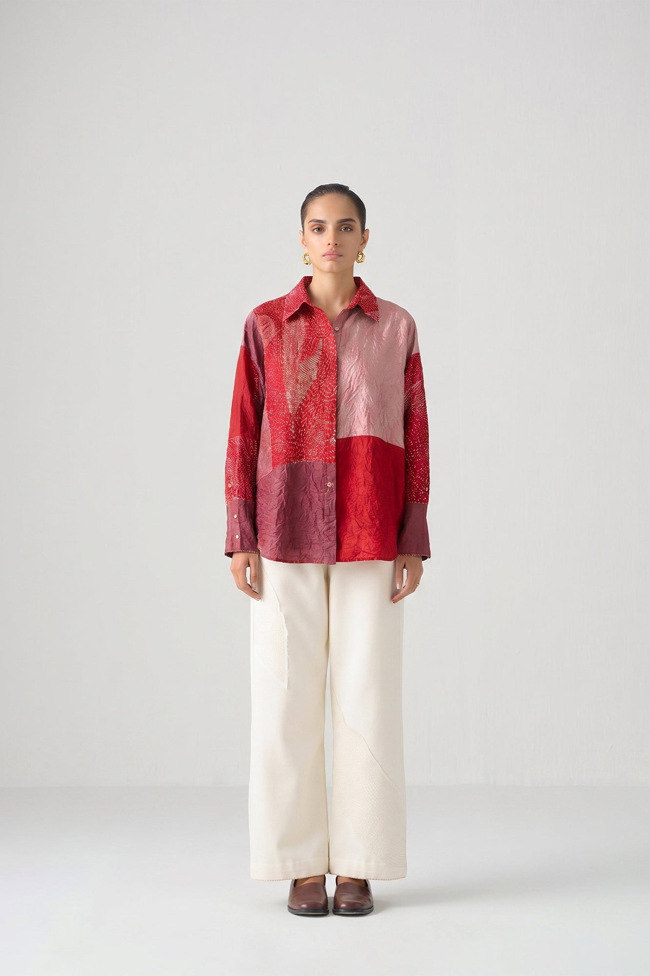 TOMATO RED COLOUR BLOCK TOP