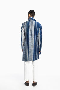 Indigo Print Draped Kurta Set