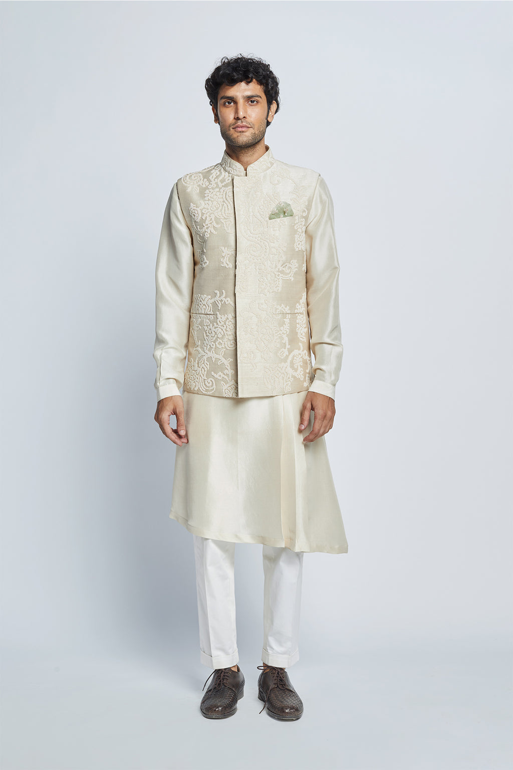 Pearl Embroidered Sadri Set